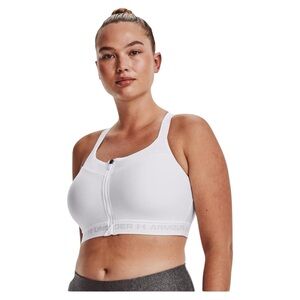 NWT Under Armour High Support Compression Sports Bra Zip In White 44DD
